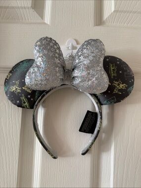 Disney 100 Black & Silver Sparkle Minnie Mouse Ear Headband